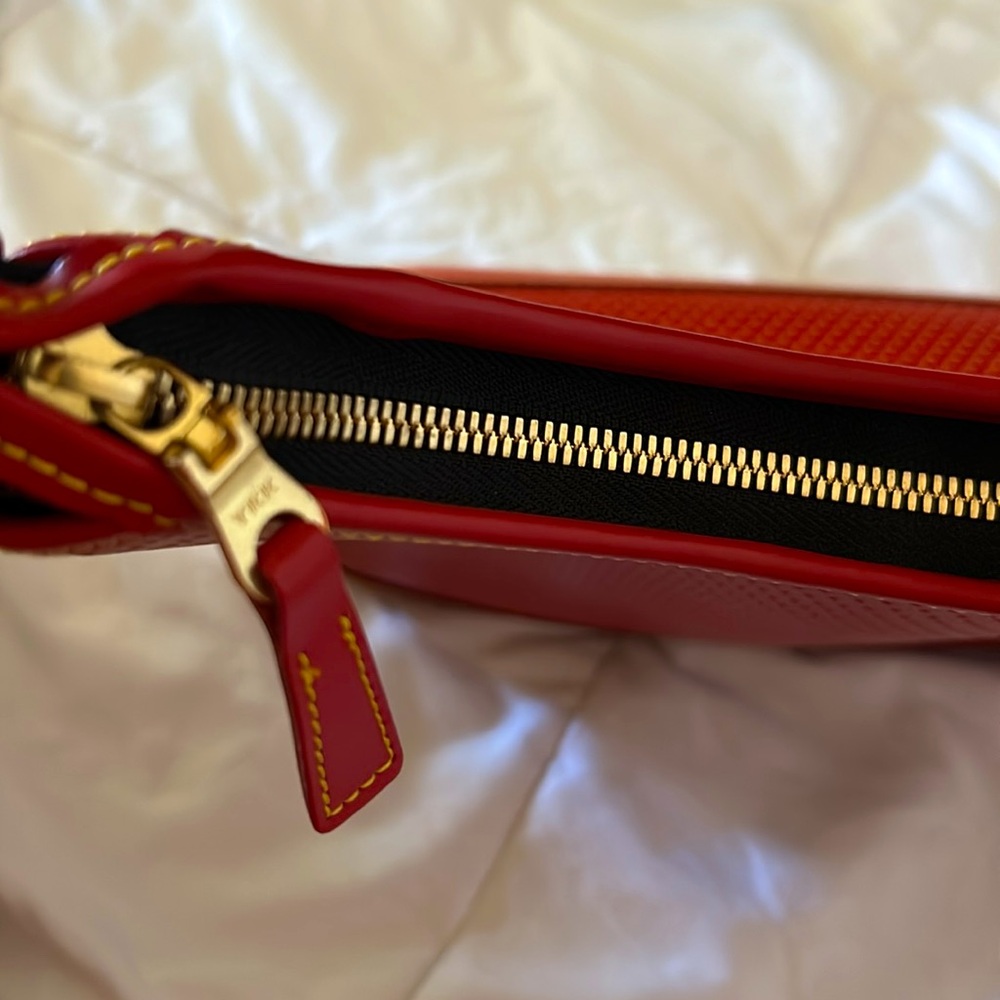 Dooney & Bourke Red and Yellow Perforated Leather Hobo Vintage - Picture 9 of 11